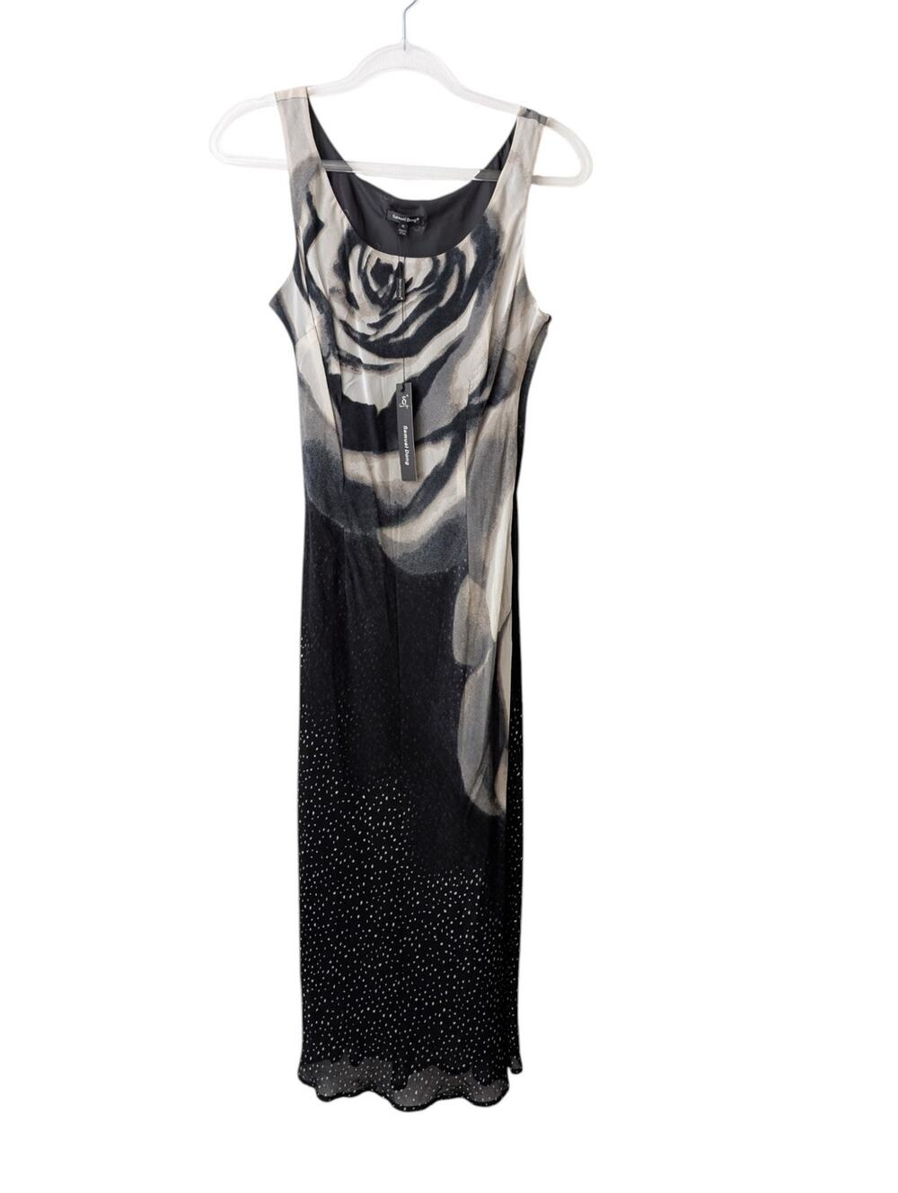 NWT Samuel Dong Vintage Monochrome Rose Dress